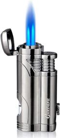img 3 attached to 🔥 Refillable Butane Cigar Torch Lighter with Punch Cutter - Set of 2 Jet Flames, Windproof and Strong