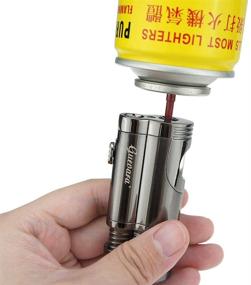 img 2 attached to 🔥 Refillable Butane Cigar Torch Lighter with Punch Cutter - Set of 2 Jet Flames, Windproof and Strong