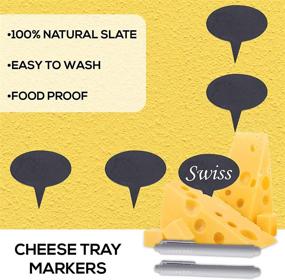 img 2 attached to 🧀 Cheese Markers Set - 5 Natural Slate Chalkboard Labels & 2 Soapstone Chalk Markers, Cheese Name Tags, Food Labels. Ideal for Party and Dinner - Perfect Christmas Gift, Mom's Gift, Women's Gift