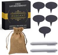 🧀 cheese markers set - 5 natural slate chalkboard labels & 2 soapstone chalk markers, cheese name tags, food labels. ideal for party and dinner - perfect christmas gift, mom's gift, women's gift logo