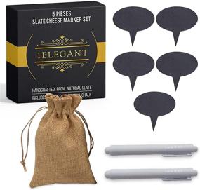 img 4 attached to 🧀 Cheese Markers Set - 5 Natural Slate Chalkboard Labels & 2 Soapstone Chalk Markers, Cheese Name Tags, Food Labels. Ideal for Party and Dinner - Perfect Christmas Gift, Mom's Gift, Women's Gift