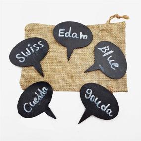 img 3 attached to 🧀 Cheese Markers Set - 5 Natural Slate Chalkboard Labels & 2 Soapstone Chalk Markers, Cheese Name Tags, Food Labels. Ideal for Party and Dinner - Perfect Christmas Gift, Mom's Gift, Women's Gift