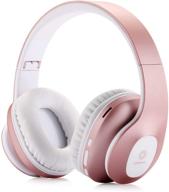 🎧 kingcoo bluetooth over ear headphones v5.0 with mic, foldable & lightweight - rose gold logo