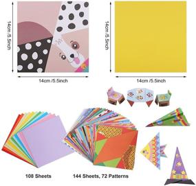 img 2 attached to Jewora 252 Sheet Origami Paper Kit, Vibrant Assorted Folding Papers: 108 Solid Color Sheets & 144 Patterned Sheets + Instruction Book for Craft Projects, Ideal for Kids and Adults
