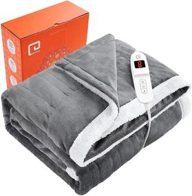 img 3 attached to 🔥 Heated Blanket Electric Throw - EHEYCIGA with 10 Heating Levels, 4 Hours Auto Off, Super Cozy Fluffy, Machine Washable Flannel Electric Throw with Fast Heating for Couch - Grey (50 x 60 Inches)