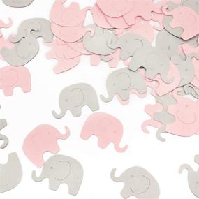 img 4 attached to 🐘 Pink and Gray Elephant Confetti Scatter Decoration | Girl Baby Shower, Birthday, or Gender Reveal Party Supplies | Elephant Theme Decor Set | 200 Pieces