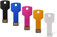🔑 k&zz metal thumb drives usb 2.0 memory stick 16g key shape pen drive, pack of 5 - multicolored, pc laptop compatible logo