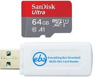 📷 sandisk 64gb ultra microsd card compatible with lg stylo 3, 4, 5 & zone 4 - sdsquar-064g-gn6mn - bundle with micro card reader by everything but stromboli logo