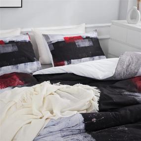 img 2 attached to 🎨 Stylish and Cozy Ylehoc Abstract Red and Black Comforter Sets Queen - Modern Art Bedding for Ultimate Comfort and Visual Appeal - Includes 1 Painting Comforter and 2 Pillow Cases - Ultra-Soft & Breathable Microfiber - Perfect for All-Seasons Use in Bedroom or Sofa Setting