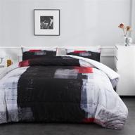 🎨 stylish and cozy ylehoc abstract red and black comforter sets queen - modern art bedding for ultimate comfort and visual appeal - includes 1 painting comforter and 2 pillow cases - ultra-soft & breathable microfiber - perfect for all-seasons use in bedroom or sofa setting logo