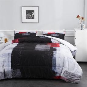 img 4 attached to 🎨 Stylish and Cozy Ylehoc Abstract Red and Black Comforter Sets Queen - Modern Art Bedding for Ultimate Comfort and Visual Appeal - Includes 1 Painting Comforter and 2 Pillow Cases - Ultra-Soft & Breathable Microfiber - Perfect for All-Seasons Use in Bedroom or Sofa Setting