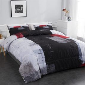 img 3 attached to 🎨 Stylish and Cozy Ylehoc Abstract Red and Black Comforter Sets Queen - Modern Art Bedding for Ultimate Comfort and Visual Appeal - Includes 1 Painting Comforter and 2 Pillow Cases - Ultra-Soft & Breathable Microfiber - Perfect for All-Seasons Use in Bedroom or Sofa Setting