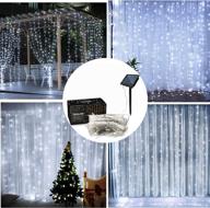 image solar curtain lights: 9.8x9.8 feet solar string lights for wedding party home decoration - waterproof & safe - white logo