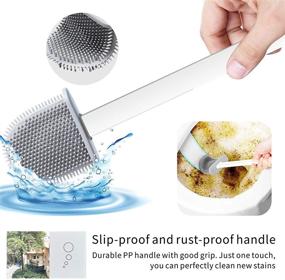 img 3 attached to White2 Silicone Toilet Bowl Wand Cleaner Brush and Holder Set - Wall Mounted Bathroom Scrubber Brushes for Deep Cleaning, Non-Slip Long Plastic Handle, Bendable Brush Head to Easily Clean Toilet Corners