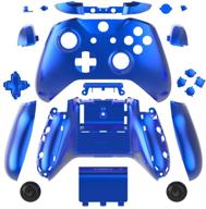 wps chrome blue controller housing set for xbox one s slim (1708 version) - full shell, faceplates, abxy buttons, rb lb bumpers, right/left rails - includes 3.5mm headphone jack logo