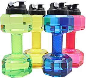 img 2 attached to 🏋️ Mangetal Large Durable Portable Leakproof BPA-Free Clear Sports Water Bottle - Ideal for Fitness, Camping, Cycling, Gym - Dumbbell Design