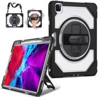 📱 supfives ipad pro 12.9 case 2020: military grade 6ft drop protection | clear back | heavy duty shockproof | apple pencil charging | stand+hand/shoulder strap logo