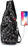 multifunctional women's backpack with charging port for crossbody or shoulder use logo