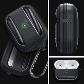 img 3 attached to Чехол Spigen Rugged Armor для наушников Airpods Pro - угольно-серый | Защитный чехол с брелоком.