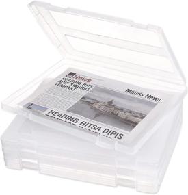 img 4 attached to 📁 Denkee 4-Pack A4 File Portable Project Case - Plastic Storage Box for 8.5" x 11" Letter A4 Paper - Documents Magazines Paper Protector - Office School Supplies Accessories Storage Organizer Boxes (12.52 x 9.45 x 0.94 in)