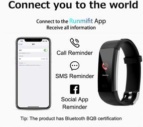 img 1 attached to Advanced Fitness Tracker: Blood Pressure, Heart Rate, Sleep & Temperature Monitor | Pedometer Step Counter Smart Watch for iPhone & Android (Black)