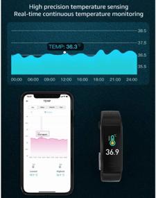 img 2 attached to Advanced Fitness Tracker: Blood Pressure, Heart Rate, Sleep & Temperature Monitor | Pedometer Step Counter Smart Watch for iPhone & Android (Black)