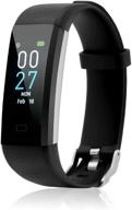 advanced fitness tracker: blood pressure, heart rate, sleep & temperature monitor | pedometer step counter smart watch for iphone & android (black) логотип