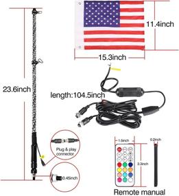 img 3 attached to SWATOW 4×4 LED Whip Lights: 2PCS 2FT Spiral Lighted Whip with Flag, RGB Dancing/Chasing Light Whips for UTV ATV Off-Road
