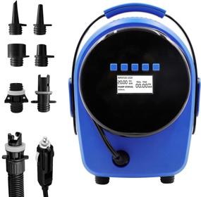 img 4 attached to 🔌 Tuomico Max 20PSI Blue Intelligent Digital SUP Electric Air Pump | Portable LCD Pump for Paddle Boards, Boats, Inflatables - 7 Nozzles, Dual Stage Inflation/Deflation