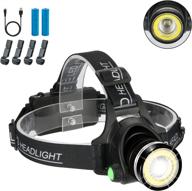 newest t6 spot & cob board flood light: waterproof 6000 lumen usb rechargeable hard hat headlamp with 4 clips for outdoor camping hunting logo