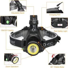 img 3 attached to Newest T6 Spot & COB Board Flood Light: Waterproof 6000 Lumen USB Rechargeable Hard Hat Headlamp with 4 Clips for Outdoor Camping Hunting