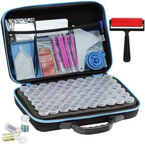 img 4 attached to 💎 Diamond Painting Storage Containers with Tools - 60 Slots Diamond Storage Box, Portable Bead Storage Container Kit and Accessories (Blue)