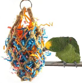 img 4 attached to 🐦 Bird Jute Paper Strips: Parrot Mesh Bag Hanging Chewing Toy for Parakeet Cockatiel Conure Cockatoo African Grey Macaw - Engaging Enrichment!