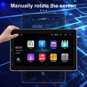 img 1 attached to Автомагнитола EKAT 10 дюймов Android 9.1 Double Din с радио для автомобиля, 1080P HD вертикальным поворотным сенсорным экраном с WiFi и Bluetooth, управление колесом управления, зеркальная передача (Android/iOS), два порта USB, микрофон + камера заднего вида на 8 светодиодах.