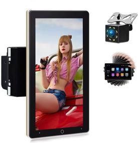 img 4 attached to Автомагнитола EKAT 10 дюймов Android 9.1 Double Din с радио для автомобиля, 1080P HD вертикальным поворотным сенсорным экраном с WiFi и Bluetooth, управление колесом управления, зеркальная передача (Android/iOS), два порта USB, микрофон + камера заднего вида на 8 светодиодах.