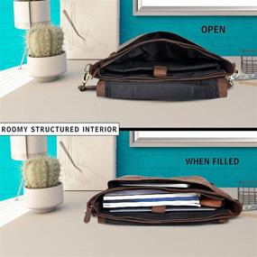 img 1 attached to 👜 Locking Leather Messenger Bag: Stylish Laptop Briefcase with Adjustable Satchel Handle for Men