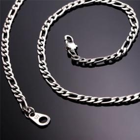 img 1 attached to U7 Stainless Steel Figaro Chain, 3mm-12mm Width, 16-32 Inch Length, Italian Style Flat Link Necklace for Men and Women, Gift Box Included