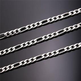 img 2 attached to U7 Stainless Steel Figaro Chain, 3mm-12mm Width, 16-32 Inch Length, Italian Style Flat Link Necklace for Men and Women, Gift Box Included