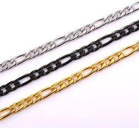 img 3 attached to U7 Stainless Steel Figaro Chain, 3mm-12mm Width, 16-32 Inch Length, Italian Style Flat Link Necklace for Men and Women, Gift Box Included