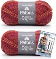 🧦 patons kroy socks fx geranium yarn, 2-pack - vibrant colors with pattern included logo