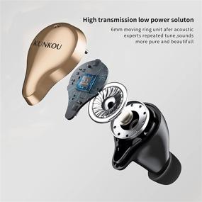 img 2 attached to 💦 Gold Bluetooth 5.0 Wireless Earbuds: Waterproof Stereo Headphones with Charging Case, Built-in Mic, Premium Sound & Deep Bass for Sport