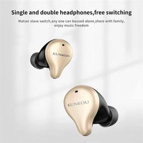 img 4 attached to 💦 Gold Bluetooth 5.0 Wireless Earbuds: Waterproof Stereo Headphones with Charging Case, Built-in Mic, Premium Sound & Deep Bass for Sport