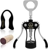 🍷 wine ziz large black wing corkscrew bottle opener: sturdy metal cork screw with foil cutter and built-in beer cap openers - perfect housewarming kitchen gift for men and women logo