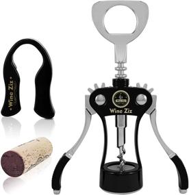 img 4 attached to 🍷 Wine Ziz Large Black Wing Corkscrew Bottle Opener: Sturdy Metal Cork Screw with Foil Cutter and Built-In Beer Cap Openers - Perfect Housewarming Kitchen Gift for Men and Women