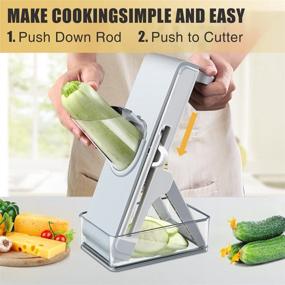 img 2 attached to 🔪 Adjustable Mandoline Slicer for Kitchen and Vegetable Chopper - Safe Julienne & Slicer Food, Veggie Slicer for Fruit, Potato, Cucumber, Onion, Meat Cutter with Container