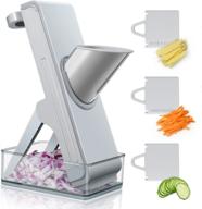 🔪 adjustable mandoline slicer for kitchen and vegetable chopper - safe julienne & slicer food, veggie slicer for fruit, potato, cucumber, onion, meat cutter with container logo