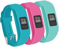 🌈 3-pack of oenfoto silicone replacement bands with metal secure watch clasp for garmin vivofit 3 and vivofit jr - teal, rose pink, and lake blue (tracker not included) logo