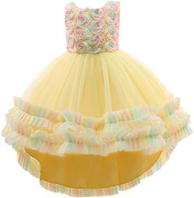 img 4 attached to 👗 High Low Applique Embroidered Girls' Clothing with a Shiny Toddler Twist