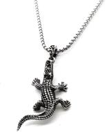 mayiahey men's gothic crocodile pendant necklace, stainless steel viking alligator necklace hip hop alligator pendant for boys logo