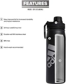 img 2 attached to 🧃 adidas 600ml (20oz) Stainless Steel Water Bottle – Hot/Cold Insulated, Double-Walled, 18/8 Metal